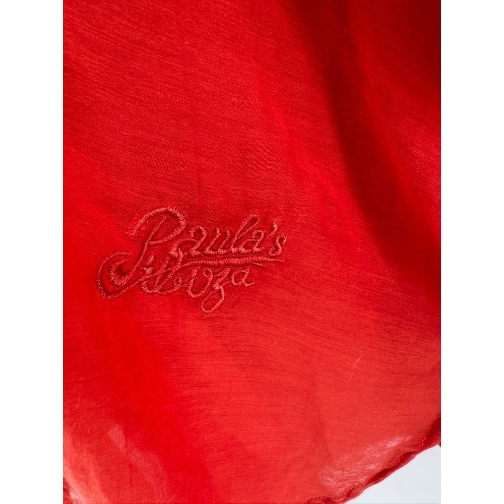 Loewe Paula Ibiza Red Sheer Silk Kaftan Tie Front Cover Up Dress Womens One Size - Picture 4 of 12